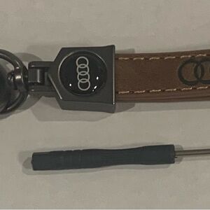 Audi Brown Leather Keychain